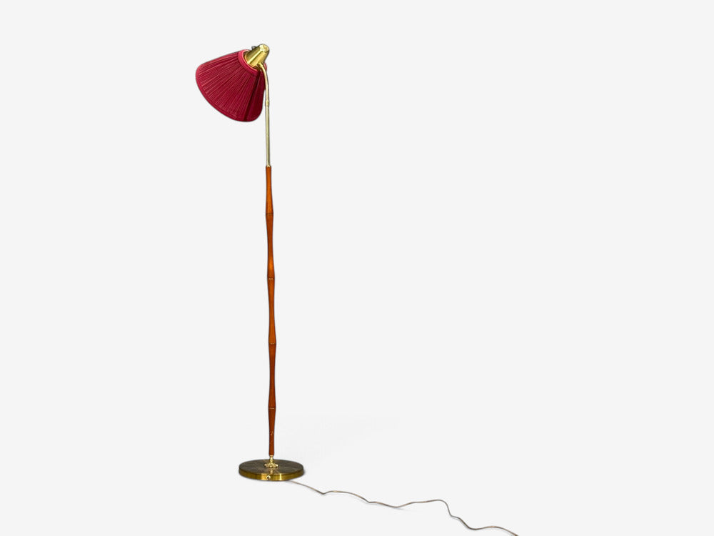 EAE, Swedish Modern, Adjustable Floor Lamp, Teak, Brass, Sweden, 1950s