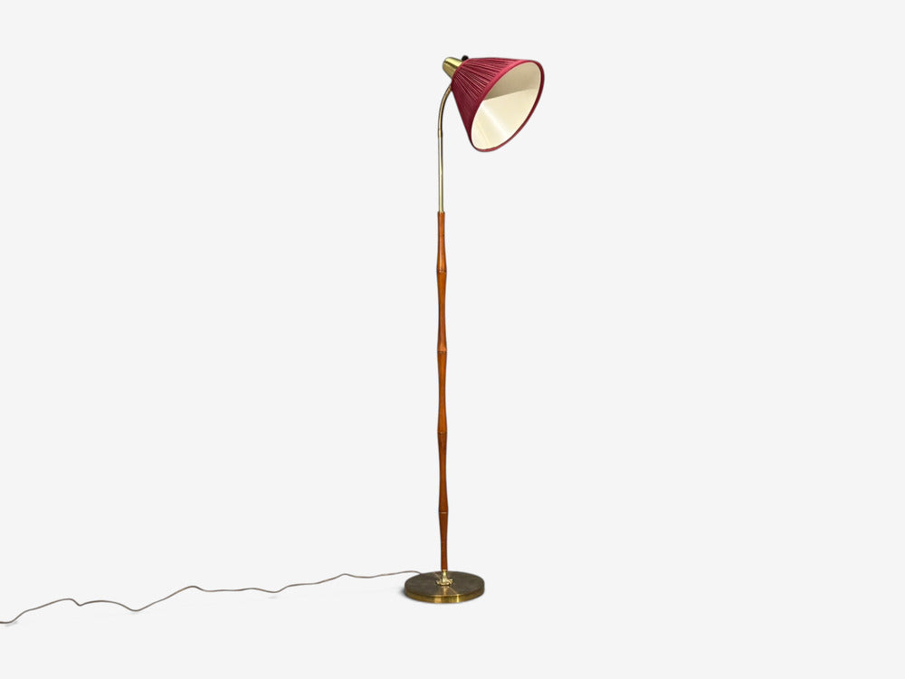 EAE, Swedish Modern, Adjustable Floor Lamp, Teak, Brass, Sweden, 1950s