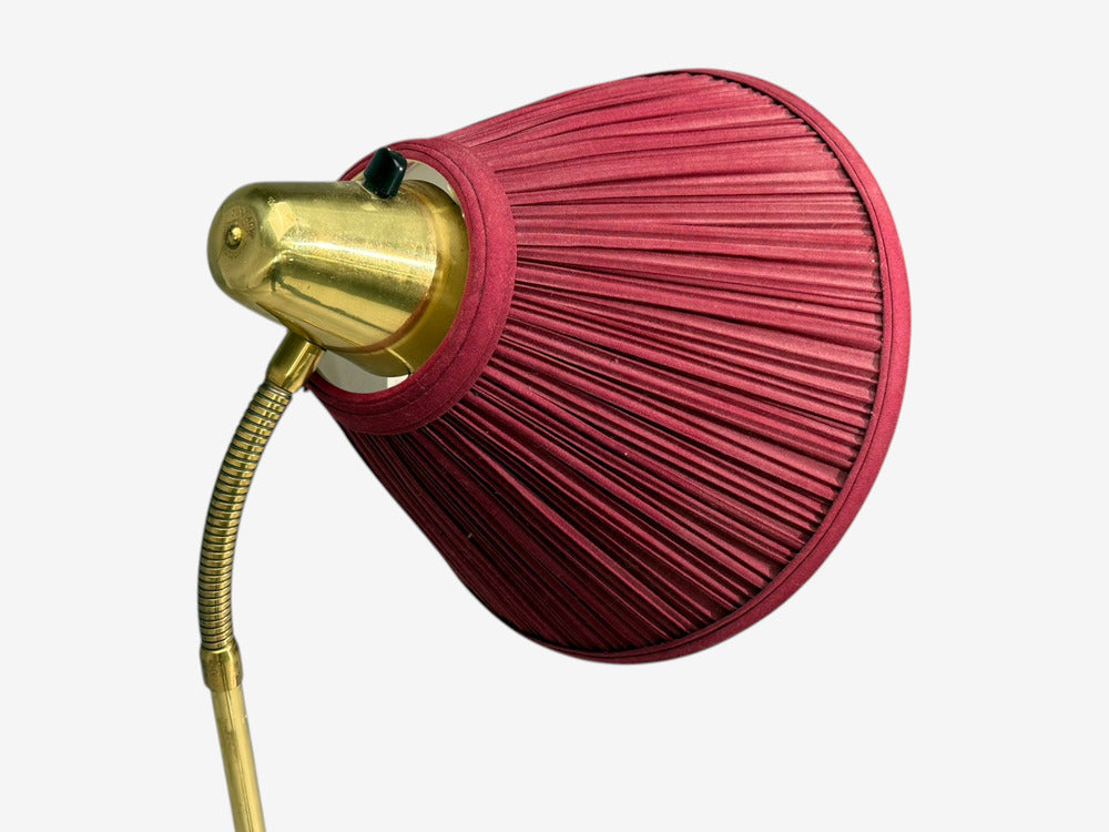 EAE, Swedish Modern, Adjustable Floor Lamp, Teak, Brass, Sweden, 1950s