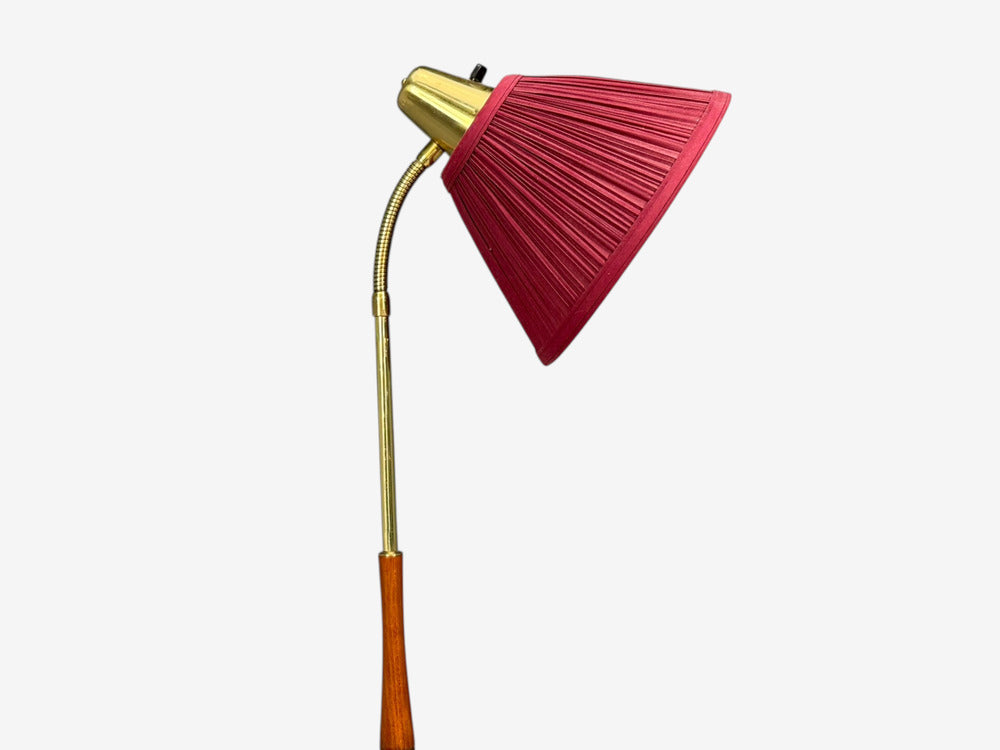 EAE, Swedish Modern, Adjustable Floor Lamp, Teak, Brass, Sweden, 1950s