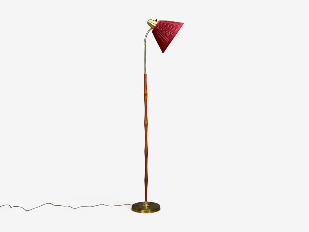 EAE, Swedish Modern, Adjustable Floor Lamp, Teak, Brass, Sweden, 1950s