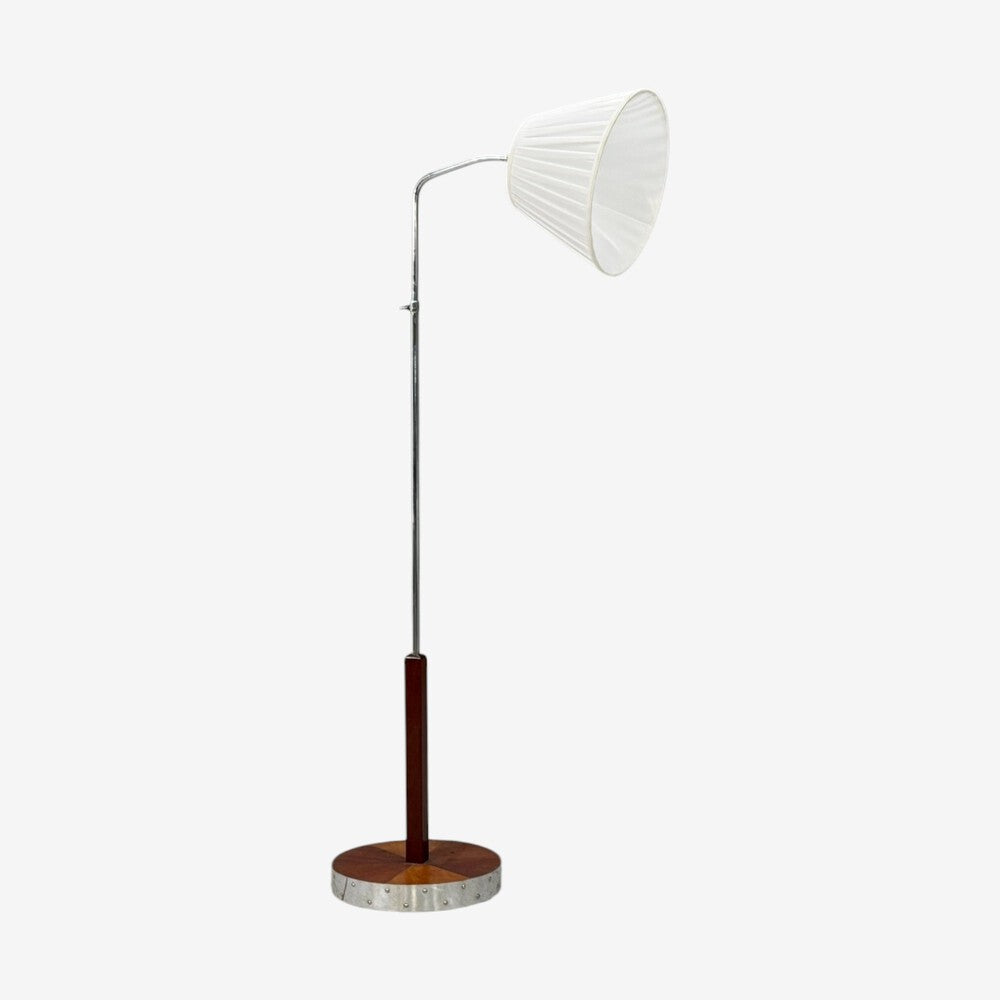 Swedish Art Deco, Floor Lamp, Mahogany, Chrome, Sweden, 1930s