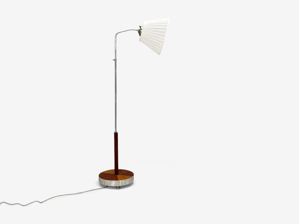 Swedish Art Deco, Floor Lamp, Mahogany, Chrome, Sweden, 1930s
