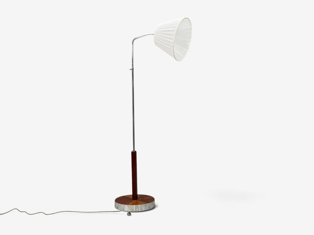 Swedish Art Deco, Floor Lamp, Mahogany, Chrome, Sweden, 1930s
