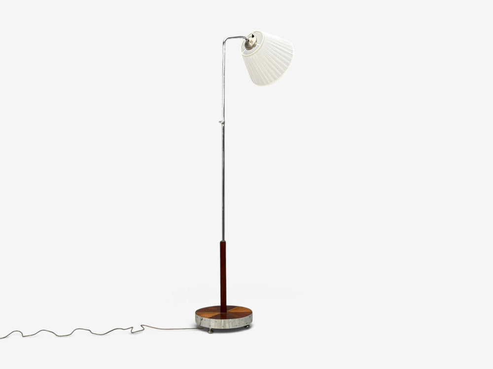 Swedish Art Deco, Floor Lamp, Mahogany, Chrome, Sweden, 1930s