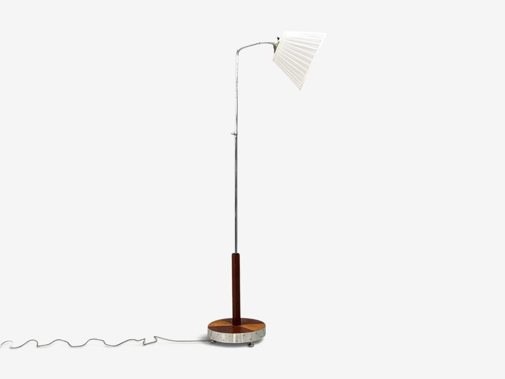 Swedish Art Deco, Floor Lamp, Mahogany, Chrome, Sweden, 1930s