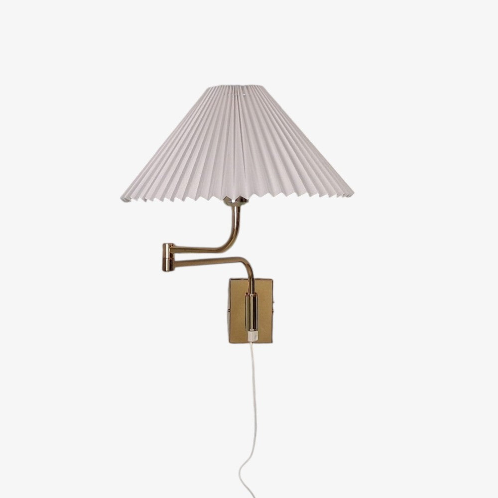 Fagerhults, Articulating Wall Light, Brass, Fabric, Sweden, 1980s