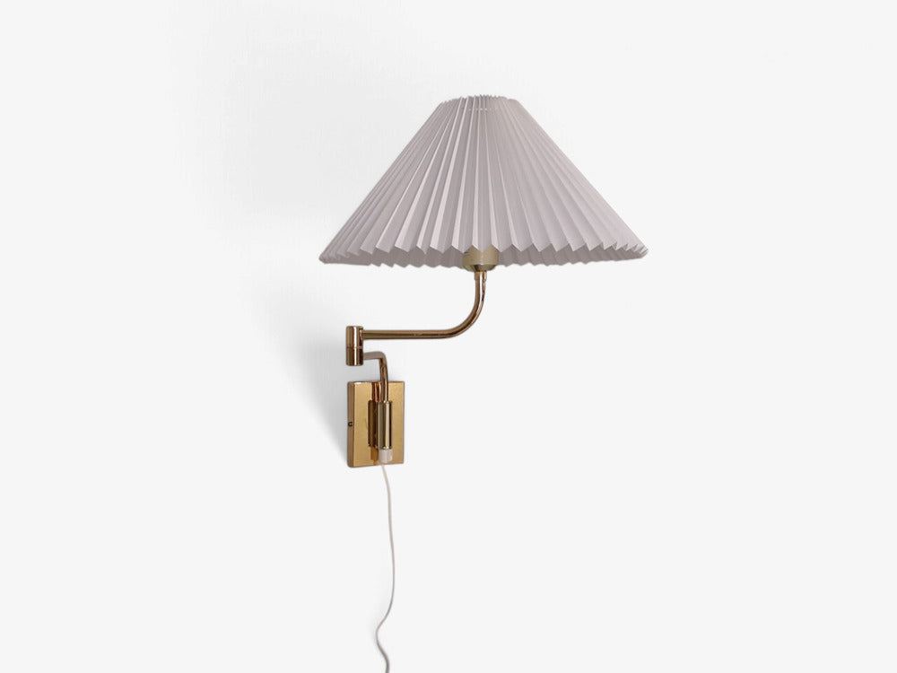 Fagerhults, Articulating Wall Light, Brass, Fabric, Sweden, 1980s