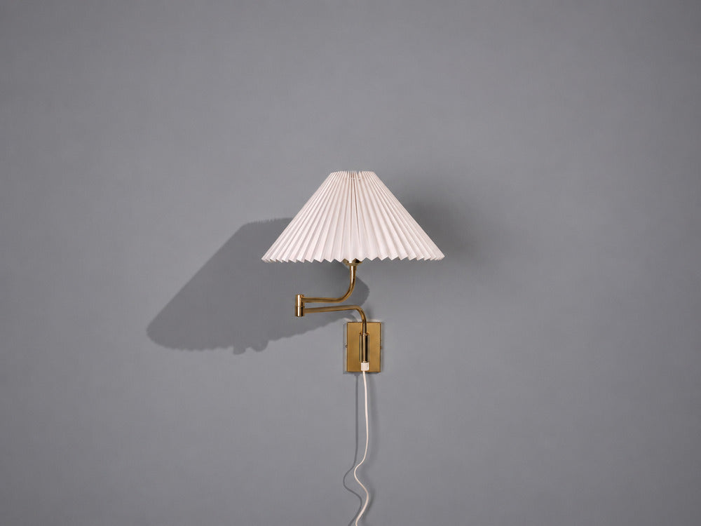Fagerhults, Articulating Wall Light, Brass, Fabric, Sweden, 1980s