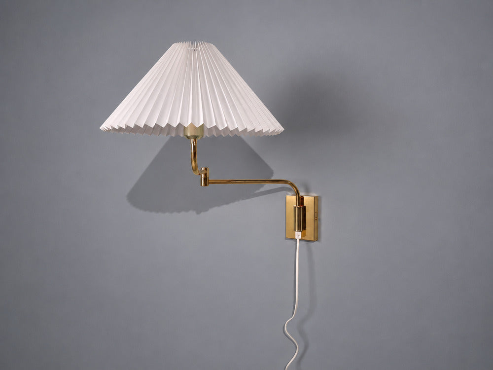 Fagerhults, Articulating Wall Light, Brass, Fabric, Sweden, 1980s