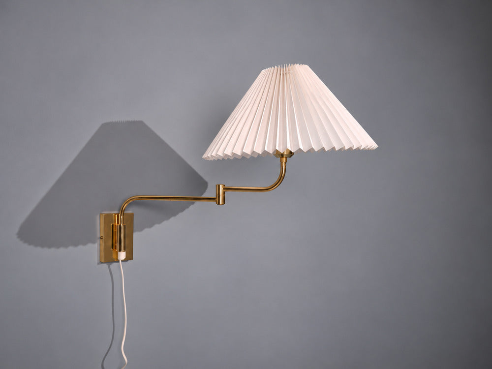Fagerhults, Articulating Wall Light, Brass, Fabric, Sweden, 1980s