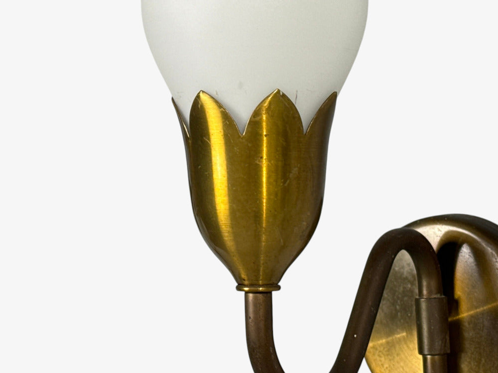 Fog & Mørup, Eight Wall Lights, Brass, Glass, Denmark, 1950s