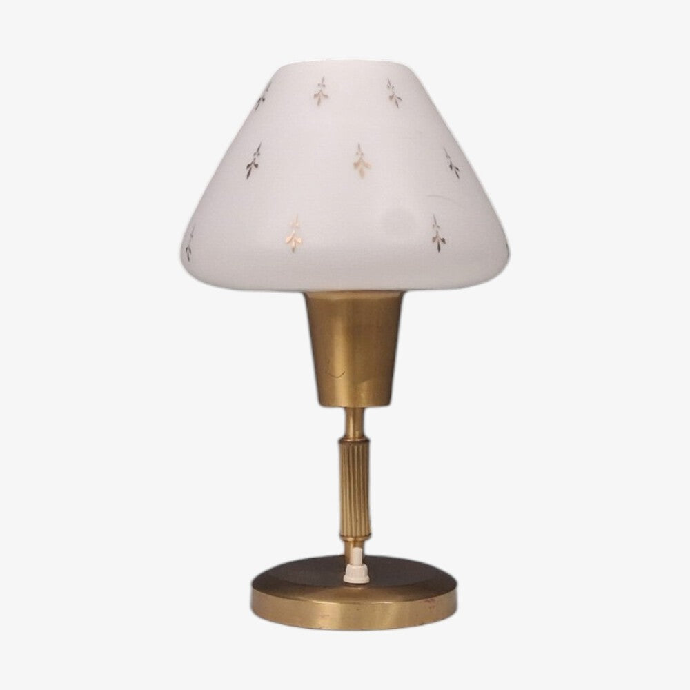 Ibe-Konst Ystad, Table Lamp, Brass, Opaque Glass, Sweden, 1950s