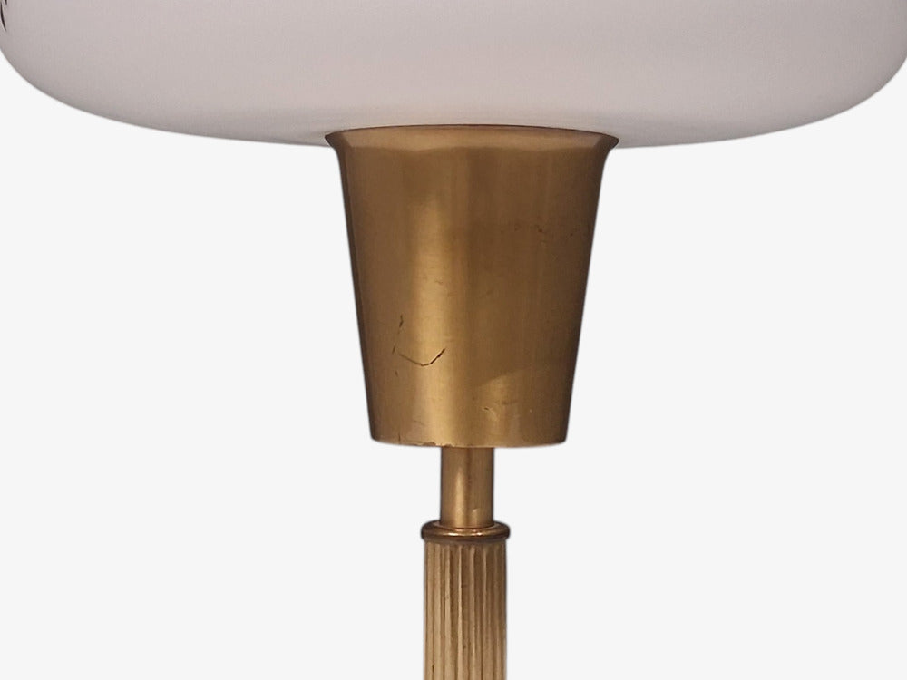 Ibe-Konst Ystad, Table Lamp, Brass, Opaque Glass, Sweden, 1950s