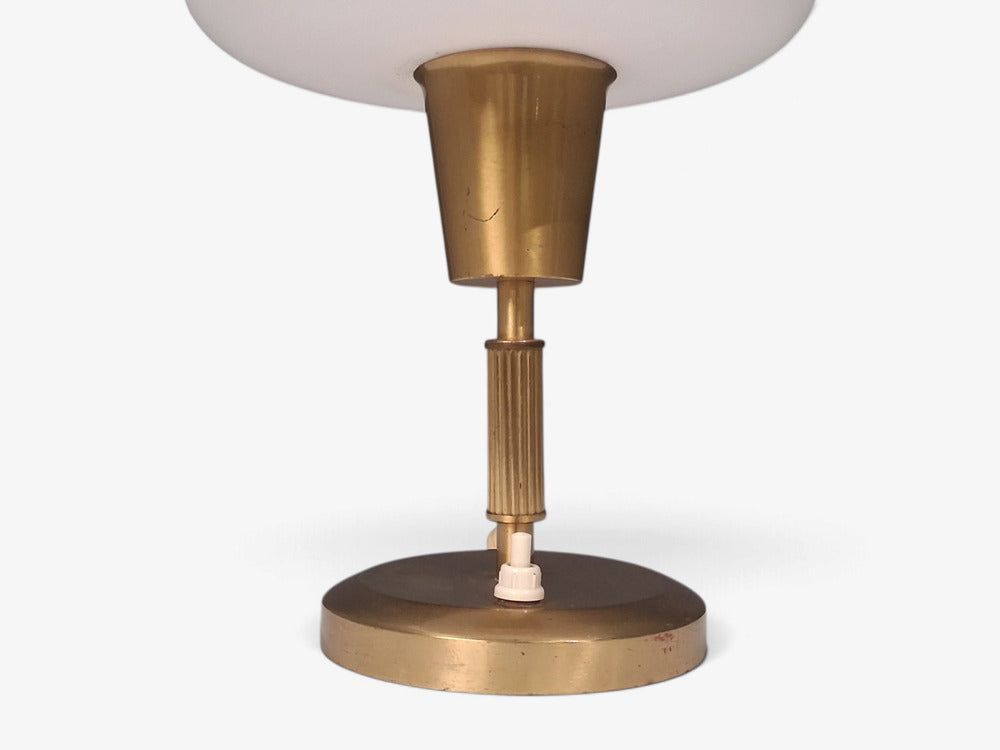 Ibe-Konst Ystad, Table Lamp, Brass, Opaque Glass, Sweden, 1950s