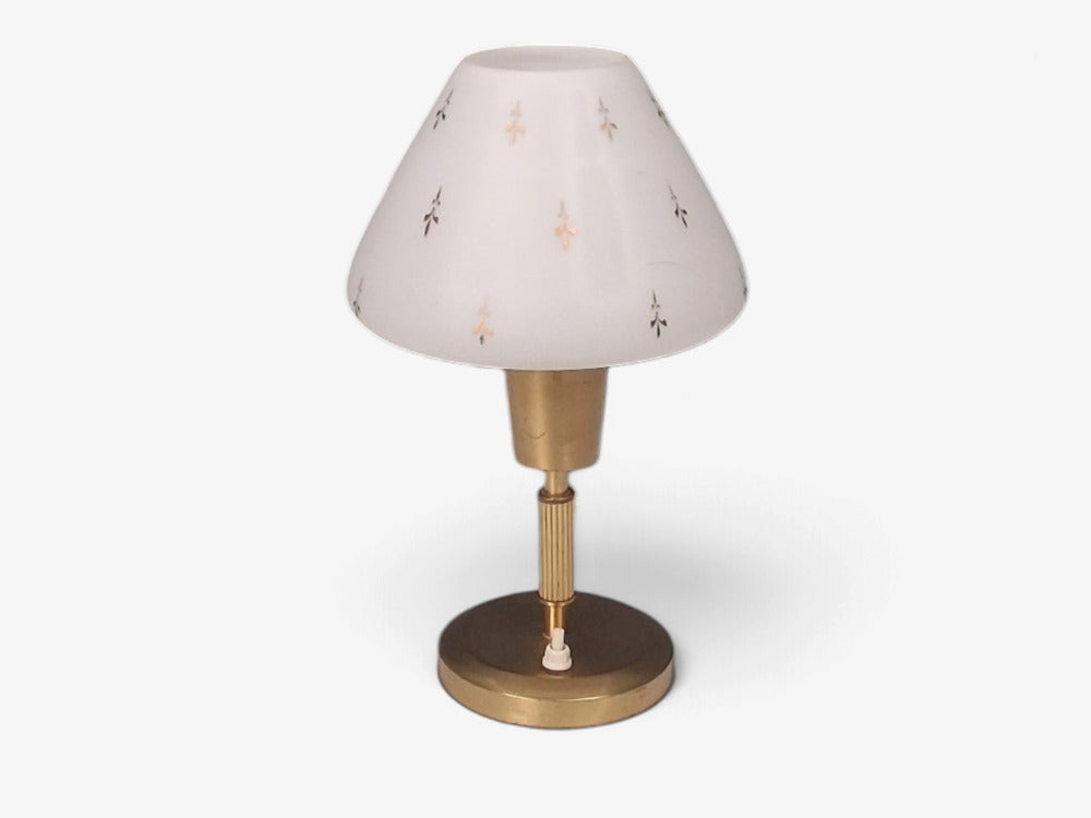 Ibe-Konst Ystad, Table Lamp, Brass, Opaque Glass, Sweden, 1950s