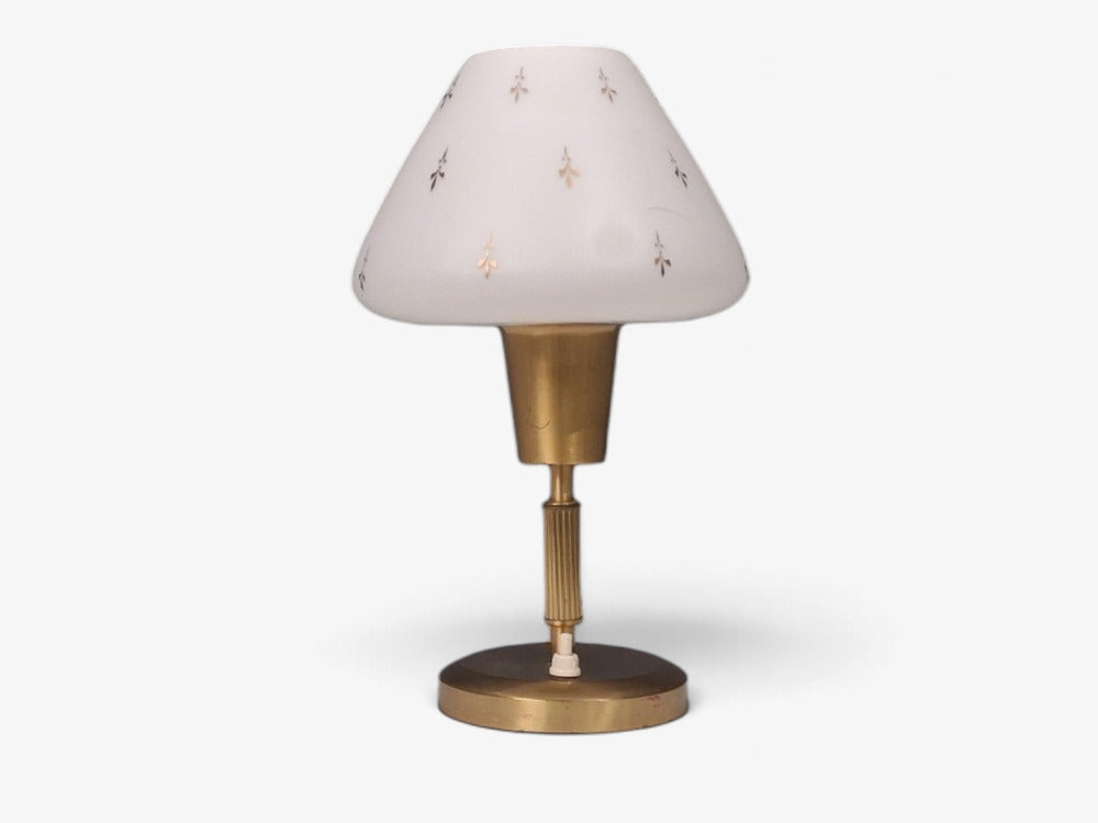 Ibe-Konst Ystad, Table Lamp, Brass, Opaque Glass, Sweden, 1950s