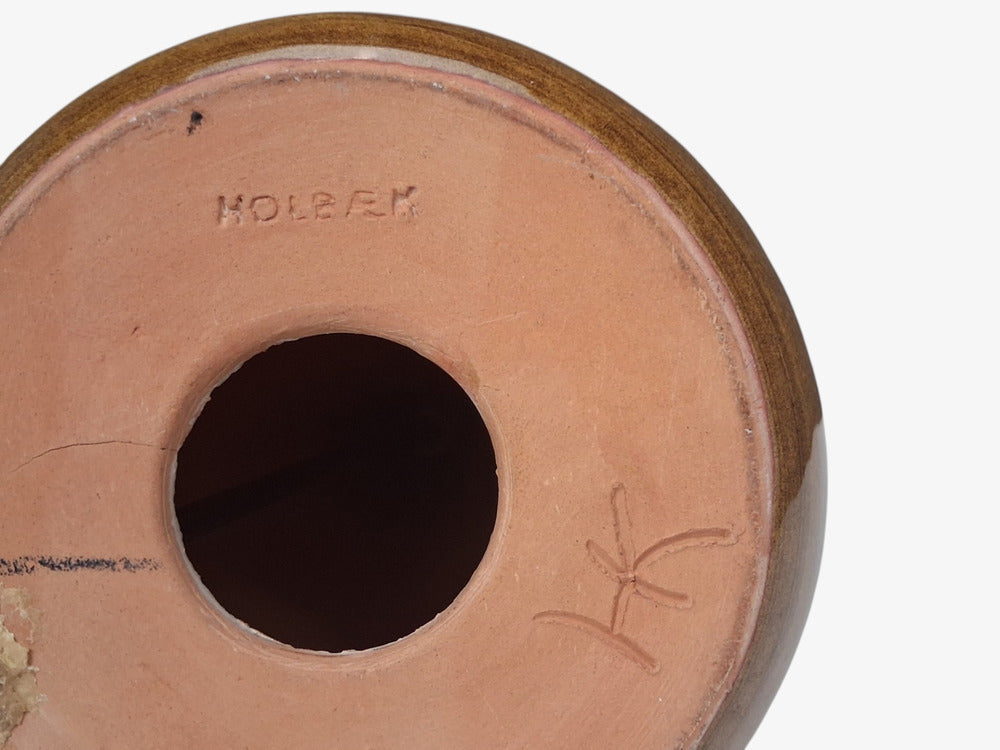 Holbæk Keramik, Table Lamp, Orange Glazed Stoneware, Denmark, 1970s