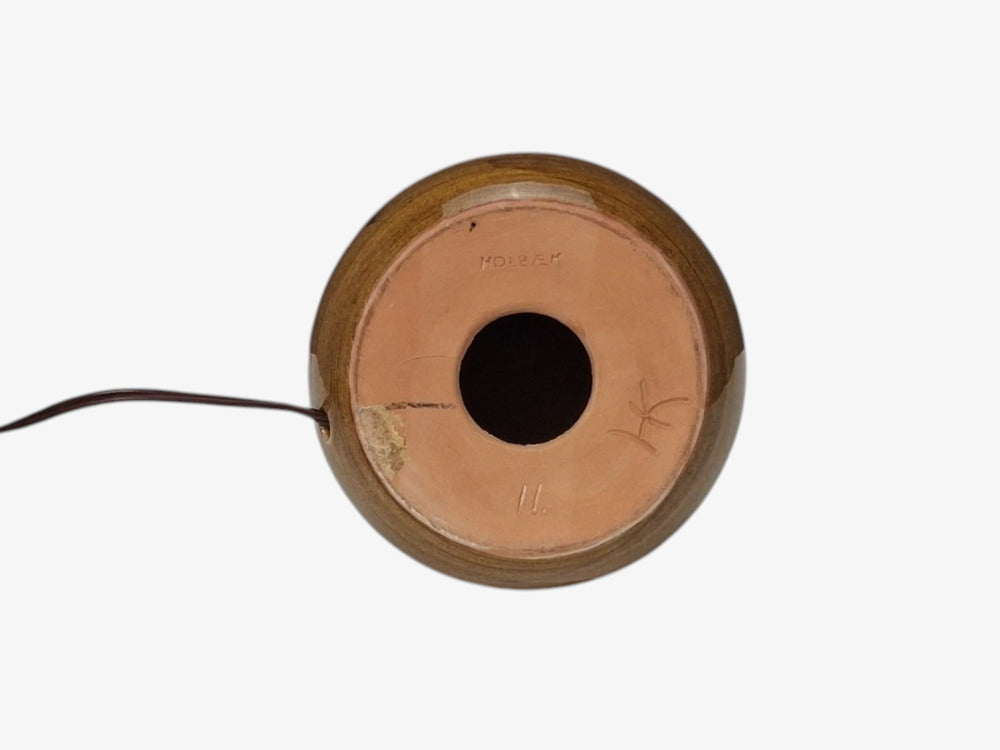 Holbæk Keramik, Table Lamp, Orange Glazed Stoneware, Denmark, 1970s