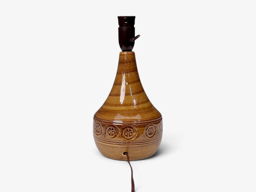 Holbæk Keramik, Table Lamp, Orange Glazed Stoneware, Denmark, 1970s