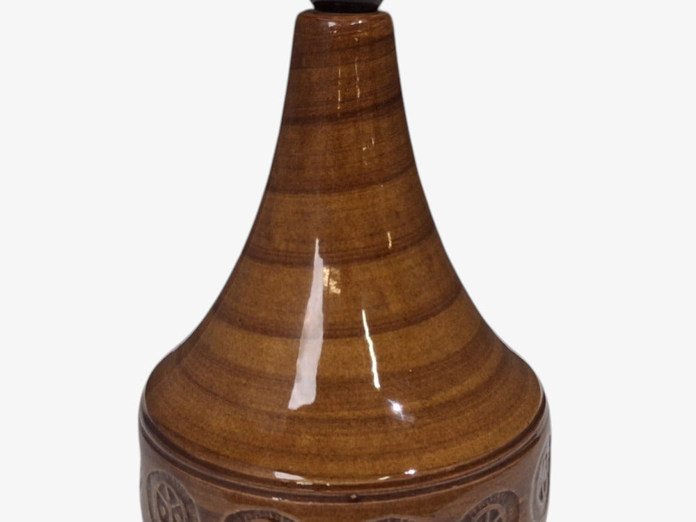 Holbæk Keramik, Table Lamp, Orange Glazed Stoneware, Denmark, 1970s