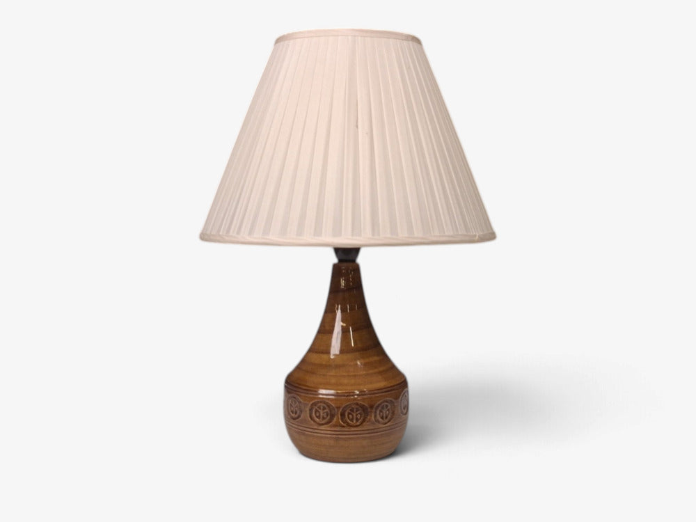 Holbæk Keramik, Table Lamp, Orange Glazed Stoneware, Denmark, 1970s