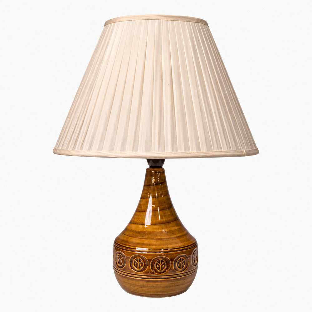 Holbæk Keramik, Table Lamp, Orange Glazed Stoneware, Denmark, 1970s