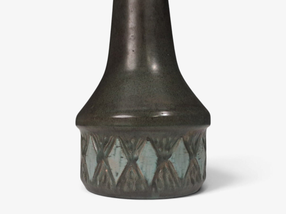Løvesmose Keramik, Table Lamp, Brown and Turqouise Ceramic, Denmark, 1960s