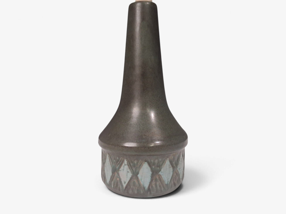 Løvesmose Keramik, Table Lamp, Brown and Turqouise Ceramic, Denmark, 1960s