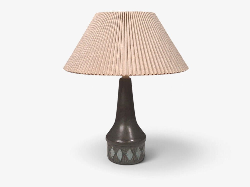 Løvesmose Keramik, Table Lamp, Brown and Turqouise Ceramic, Denmark, 1960s