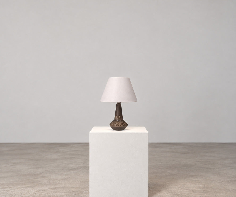 Einar Johansen, Table Lamp, Brown Stoneware, Denmark, 1960s