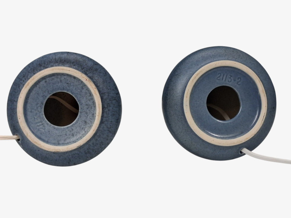 Søholm Stentøj, Table Lamps, Blue Glazed Stoneware, Denmark, 1960s