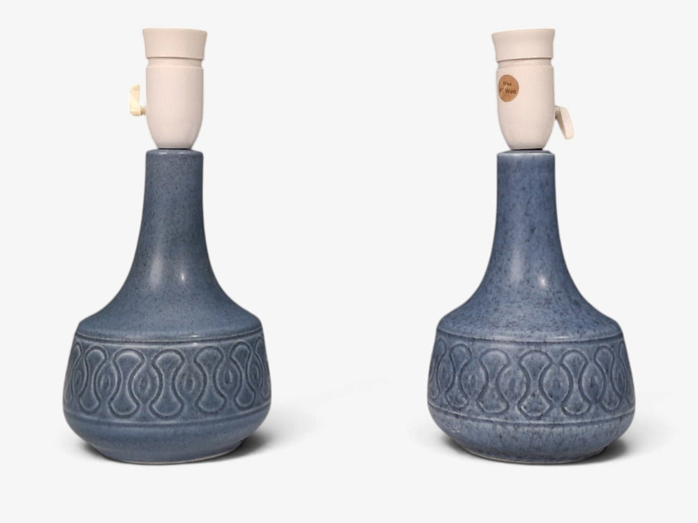 Søholm Stentøj, Table Lamps, Blue Glazed Stoneware, Denmark, 1960s