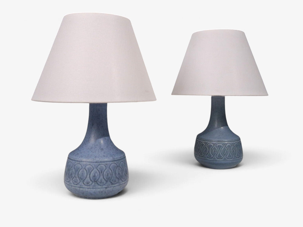 Søholm Stentøj, Table Lamps, Blue Glazed Stoneware, Denmark, 1960s