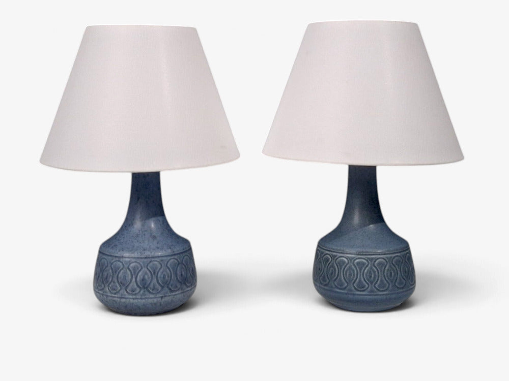 Søholm Stentøj, Table Lamps, Blue Glazed Stoneware, Denmark, 1960s