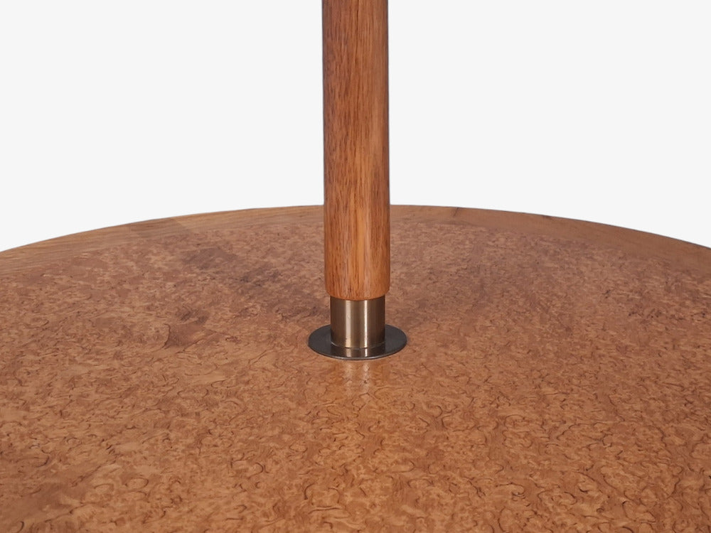 Edward Wormley, Rare Snack Floor Lamp, Wood, Brass, United States, 1940s