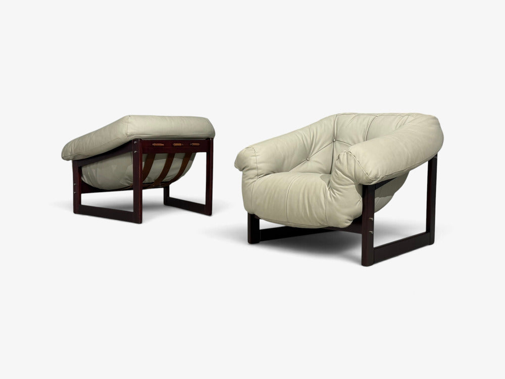 Percival Lafer, MP-93 Lounge Chairs, Rosewood, Leather, Brazil, 1960s