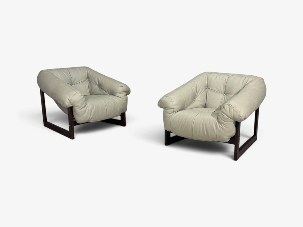 Percival Lafer, MP-93 Lounge Chairs, Rosewood, Leather, Brazil, 1960s
