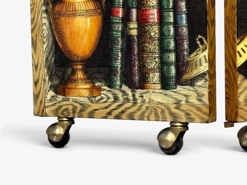 Piero Fornasetti, Rare Trompe L’Oeil “Libri” Four-Panel Folding Screen, Italy, 1999