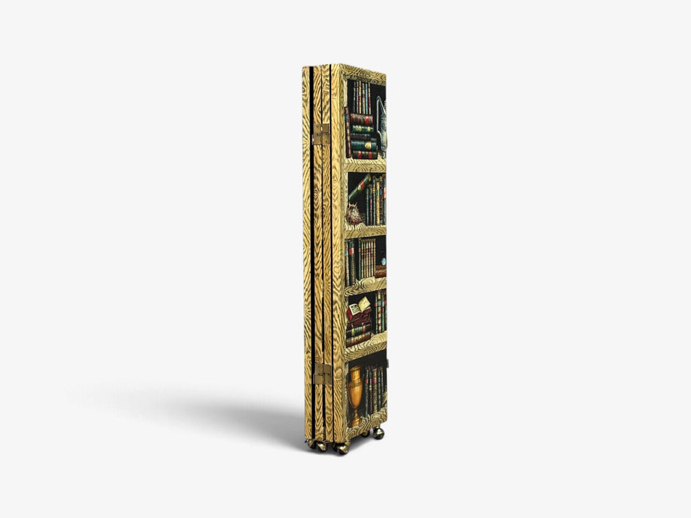 Piero Fornasetti, Rare Trompe L’Oeil “Libri” Four-Panel Folding Screen, Italy, 1999
