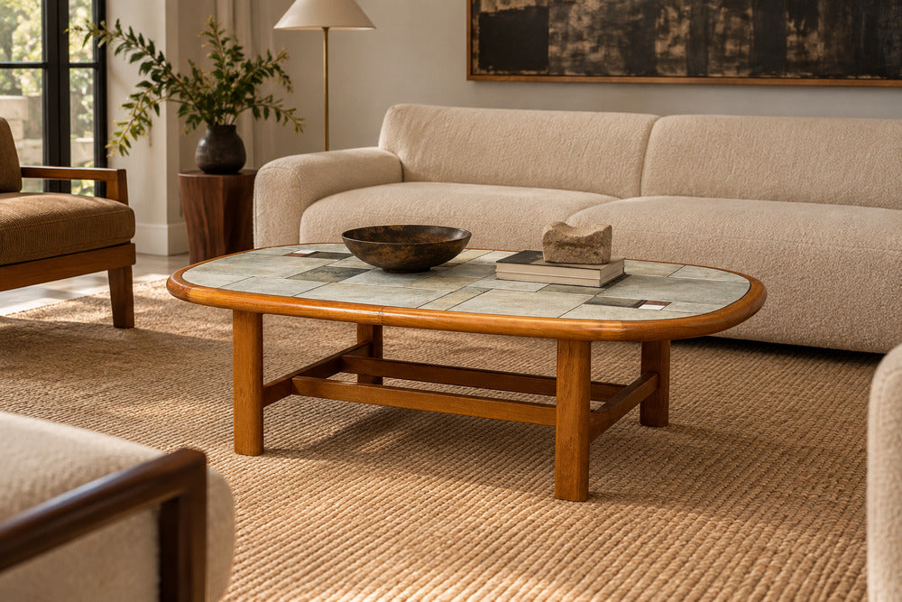Gangso Møbler, Danish Modern, Coffee Table, Teak, Mosaic Tile, Denmark, 1970s