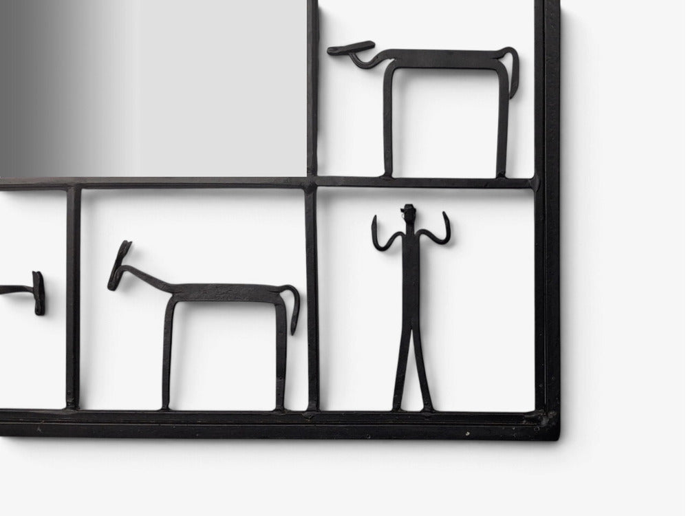Frederic Weinberg, American Modern, Figural Wall Mirror, Iron, USA, 1950s