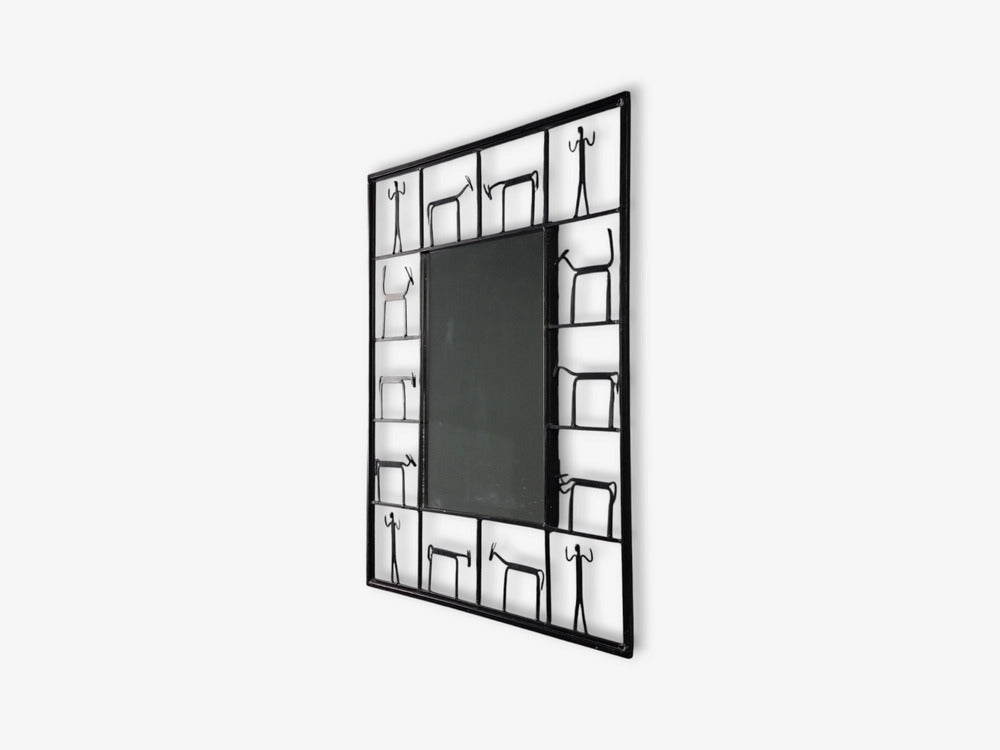 Frederic Weinberg, American Modern, Figural Wall Mirror, Iron, USA, 1950s