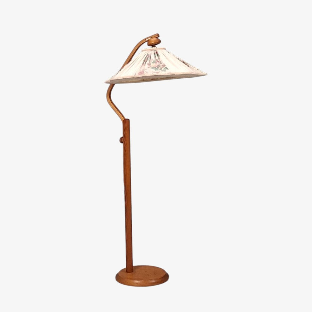 Markslöjd, Swedish Modern, Adjustable Floor Lamp, Pine, Fabric, Sweden, 1970s