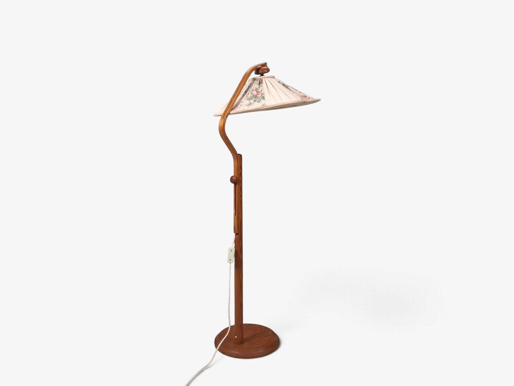 Markslöjd, Swedish Modern, Adjustable Floor Lamp, Pine, Fabric, Sweden, 1970s