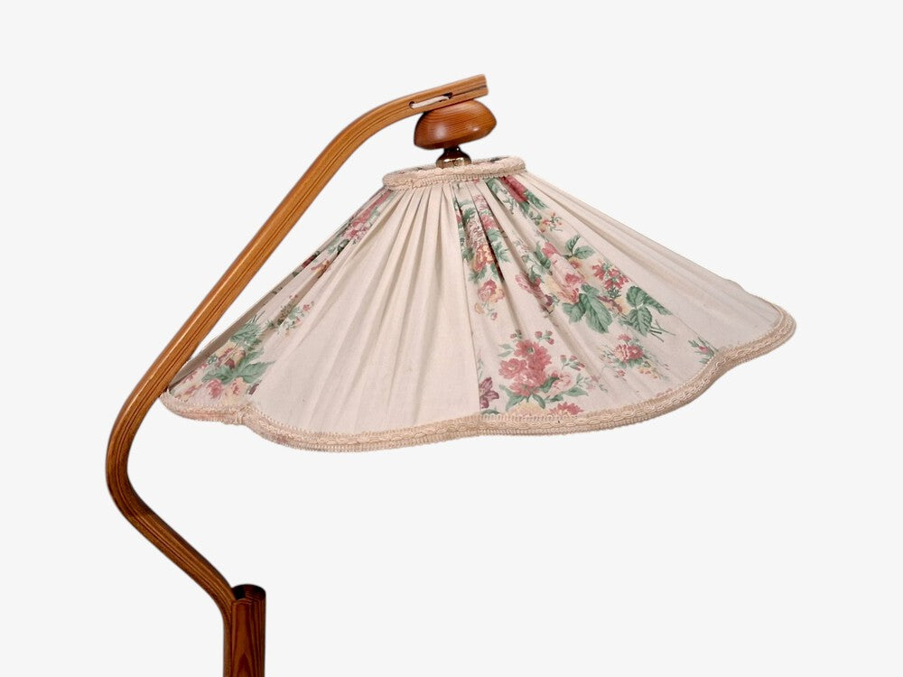Markslöjd, Swedish Modern, Adjustable Floor Lamp, Pine, Fabric, Sweden, 1970s