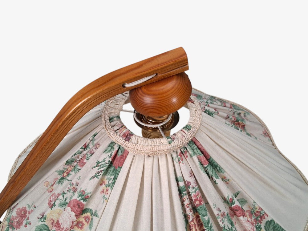Markslöjd, Swedish Modern, Adjustable Floor Lamp, Pine, Fabric, Sweden, 1970s