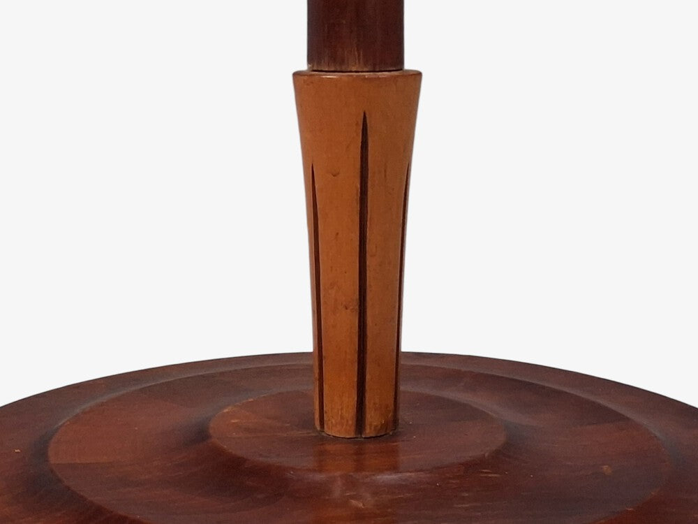 Swedish Modern, Double Shade Floor Lamp, Wood, Metal, Fabric, Sweden, 1950s