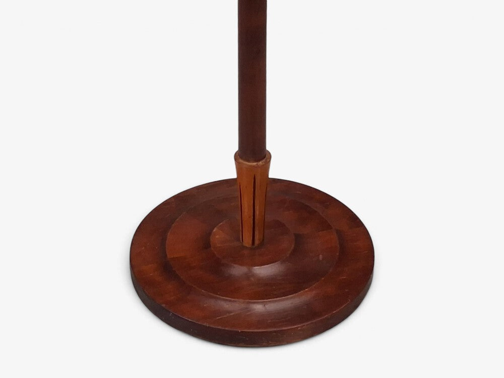 Swedish Modern, Double Shade Floor Lamp, Wood, Metal, Fabric, Sweden, 1950s
