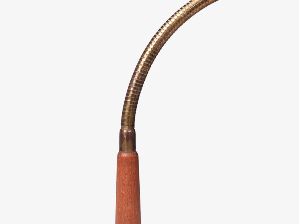 Fagerhults Ljusarmatur, Desk Lamp, Cream Lacquered Metal, Wood, Sweden, 1960s